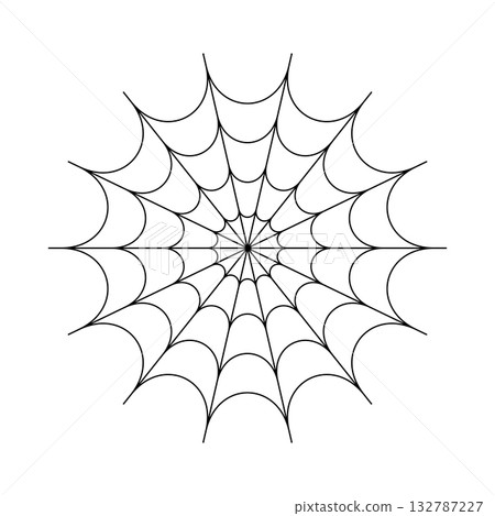 Scary spider web. Spider web for Halloween party. Black spooky cobweb silhouette icon isolated on white background. Spiderweb simple backdrop. Dark gothic decoration for holidays. Poster flat design. 132787227