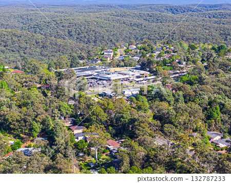 Aerial view of the Winmalee Shopping Village in the Blue Mountains Aerial view of the Winmalee Shopping Village in the Blue Mountains 132787233