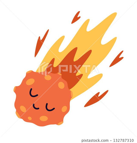 cartoon meteorite isolated, flat style 132787310