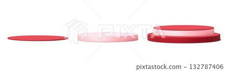 Red and Pink Round Podium Set 132787406
