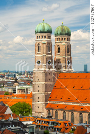 Frauenkirche Church on Summer Day. Munich Old Town. Bavaria, Germany 132787667