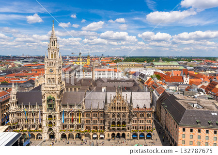 New Town Hall on Sunny Summer Day. Munich Cityscape. Bavaria, Germany New Town Hall on Sunny Summer Day. Munich Cityscape. Bavaria, Germany 132787675