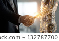 Handshake with AI Holographic Hand 132787700