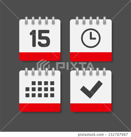 Icon page calendar - 15 day, agenda, check, timer Icon page calendar - 15 day, agenda, check, timer 132787987