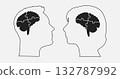 Head woman and man made puzzle pieces, brain, idea 132787992