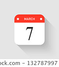 Vector icon page day calendar - 7 March month 132787997