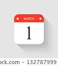 Vector icon page day calendar - 1 March month 132787999