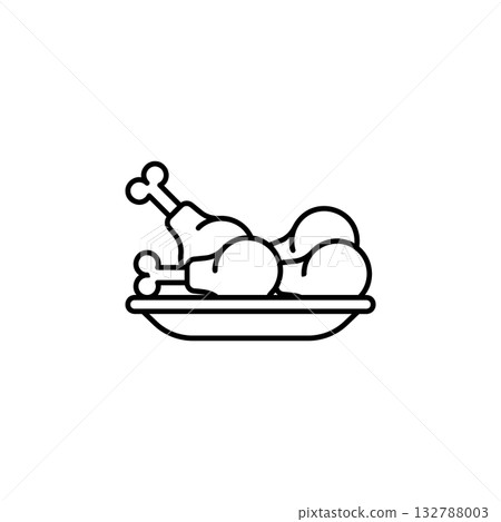 Fried Chicken vector icon. Food icon line style. perfect use for logo, presentation, website, and more. modern icon design outline style 132788003