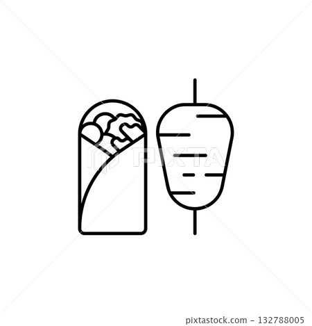 Kebab vector icon. Food icon line style. perfect use for logo, presentation, website, and more. modern icon design outline style Kebab vector icon. Food icon line style. perfect use for logo, presentation, website, and more. modern icon design outline style 132788005