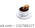 Spanish churros with hot thick chocolate in a white cup 132788127
