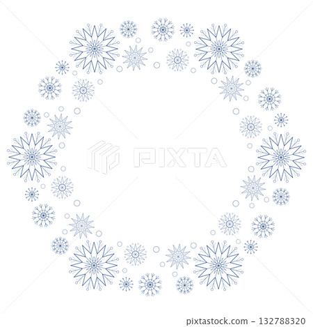 Winter frame of snowflakes. Blue mandala ornament 132788320
