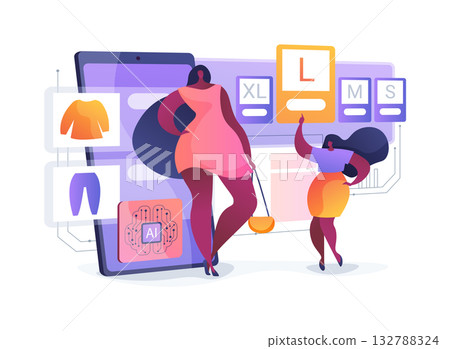 AI-Automated Smart Size Recommendation abstract concept vector illustration. 132788324