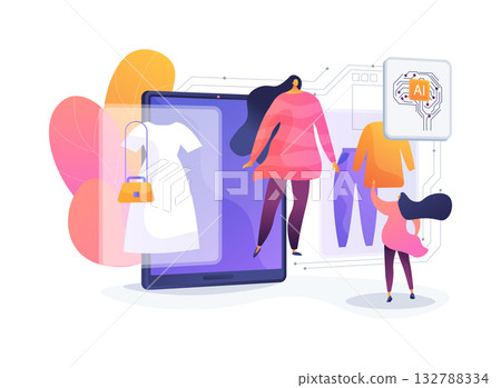 AI-Powered Personalized Virtual Try-Ons abstract concept vector illustration. 132788334