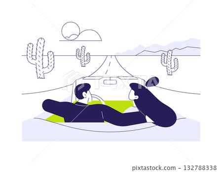 Driving on a highway abstract concept vector illustration. 132788338
