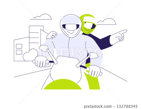 Riding with a passenger abstract concept vector illustration. 132788345