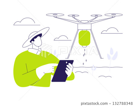 Seed-planting drones abstract concept vector illustration. 132788348