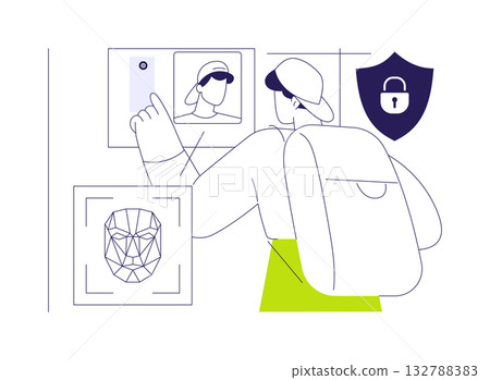 Facial recognition scanners abstract concept vector illustration. 132788383