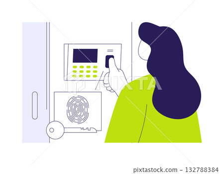 Biometric fingerprint abstract concept vector illustration. 132788384