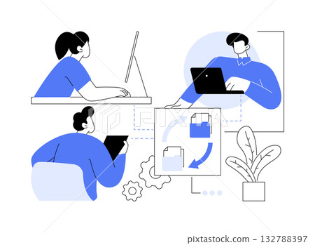 Sharing documents online isolated cartoon vector illustrations. 132788397
