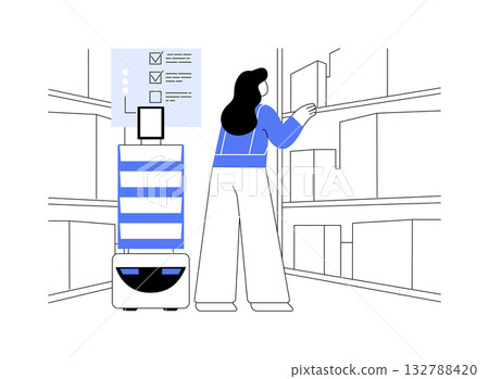 Picking robots isolated cartoon vector illustrations. 132788420