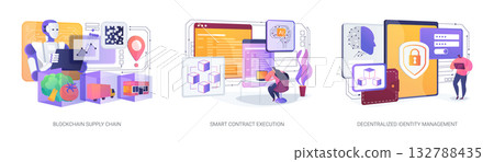 Blockchain Solutions for Transparency abstract concept vector illustrations. 132788435