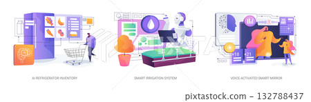 AI-Powered Everyday Smart Living abstract concept vector illustrations. AI-Powered Everyday Smart Living abstract concept vector illustrations. 132788437