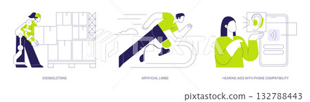 Human augmentation isolated cartoon vector illustrations se 132788443
