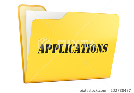 Applications, yellow folder. 3D rendering 132788487