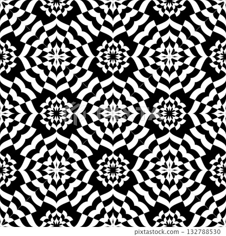 Abstract Seamless Geometric Op Art Black and White Pattern. Abstract Seamless Geometric Op Art Black and White Pattern. 132788530