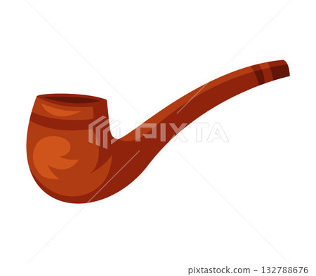 Pirate Smoking Pipe with Wooden Handle Vector Illustration 132788676