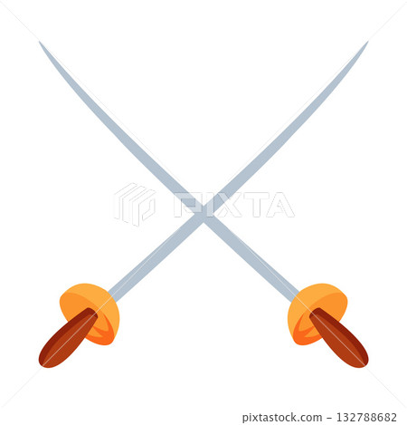 Crossed Saber and Sword with Sharp Blade Vector Illustration Crossed Saber and Sword with Sharp Blade Vector Illustration 132788682