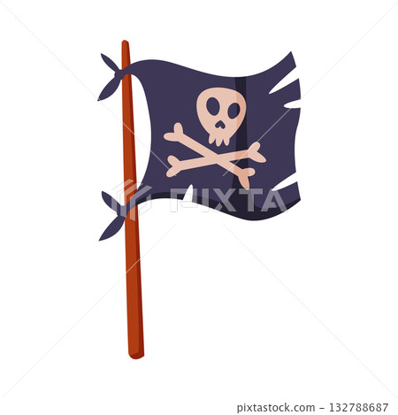 Pirate Flag with Skull and Crossed Bones Vector Illustration Pirate Flag with Skull and Crossed Bones Vector Illustration 132788687