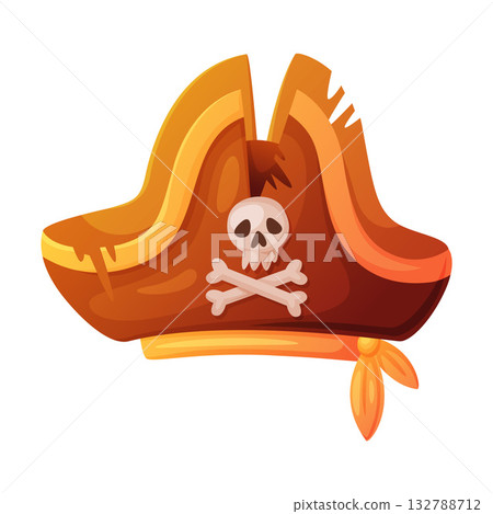 Pirate Hat and Headdress for Corsair with Skull and Crossed Bones Vector Illustration Pirate Hat and Headdress for Corsair with Skull and Crossed Bones Vector Illustration 132788712