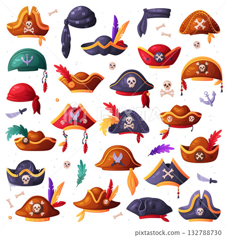 Pirate Hat and Headdress for Corsair Vector Set 132788730