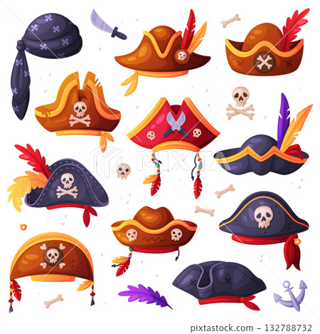 Pirate Hat and Headdress for Corsair Vector Set 132788732