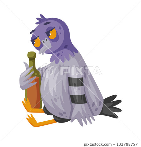 Pigeon Bandit and Criminal Character with Alcohol Bottle Vector Illustration Pigeon Bandit and Criminal Character with Alcohol Bottle Vector Illustration 132788757