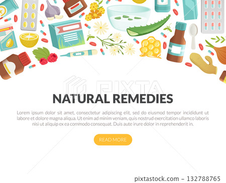 Cold and Flu Remedy with Pills and Medicine Landing Page Vector Template Cold and Flu Remedy with Pills and Medicine Landing Page Vector Template 132788765