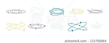 Simple dizzy lines icons. Headache, vertigo or illness symbols. Feelings spinning lines with birds, stars, lightnings. Dizziness vector signs Simple dizzy lines icons. Headache, vertigo or illness symbols. Feelings spinning lines with birds, stars, lightnings. Dizziness vector signs 132788864