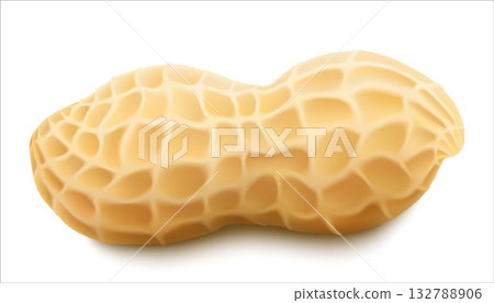 Fresh, tasty peanut in shell, isolated on a white background. Nutritious snack, dietary product, culinary ingredient, source of protein, fatty acids. Legumes. Realistic 3D vector illustration. Fresh, tasty peanut in shell, isolated on a white background. Nutritious snack, dietary product, culinary ingredient, source of protein, fatty acids. Legumes. Realistic 3D vector illustration. 132788906