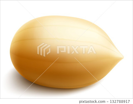 Peanuts isolated on white background. For packaging with peanut butter, a mixture of nuts. Vegetable protein for vegetarians, a healthy product. Realistic vector 3D illustration. Peanuts isolated on white background. For packaging with peanut butter, a mixture of nuts. Vegetable protein for vegetarians, a healthy product. Realistic vector 3D illustration. 132788917