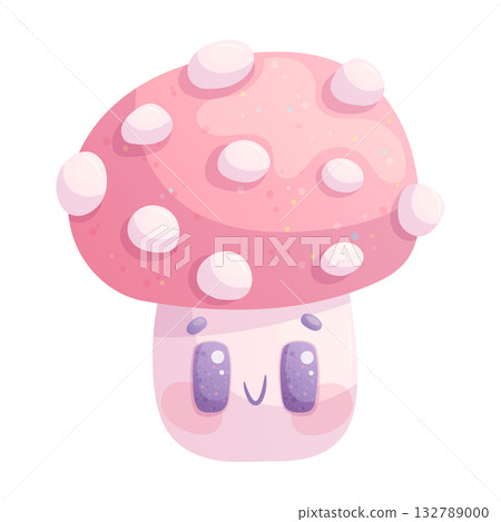 Cute cheerful fly agaric on a white background. Mushrooms. The concept of autumn, Halloween. Children's cartoon vector design illustration for making postcards, cards for printing, textiles, stickers Cute cheerful fly agaric on a white background. Mushrooms. The concept of autumn, Halloween. Children's cartoon vector design illustration for making postcards, cards for printing, textiles, stickers 132789000
