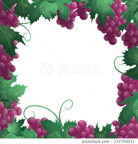 A set with branches and bunches of red grapes in the form of a frame on a white background. The concept of the wine festival, tasting, vineyard. Vector illustration for poster, banners, flyers, covers A set with branches and bunches of red grapes in the form of a frame on a white background. The concept of the wine festival, tasting, vineyard. Vector illustration for poster, banners, flyers, covers 132789032