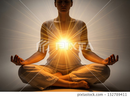 Meditation with Radiant Glow 132789411
