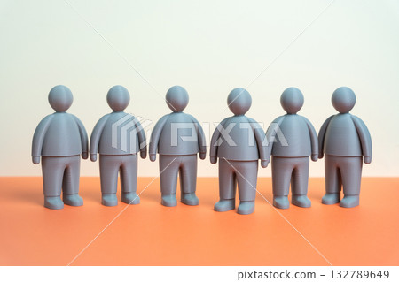 Gray people. Gray mass. Inert society. Lack of response to social stimuli. Sociology. Urban alienation, or psychological studies on social behavior. 132789649