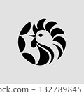 Farm icons, black rooster symbol for rural agriculture. Stylized bird glyph for food or nature. 132789845
