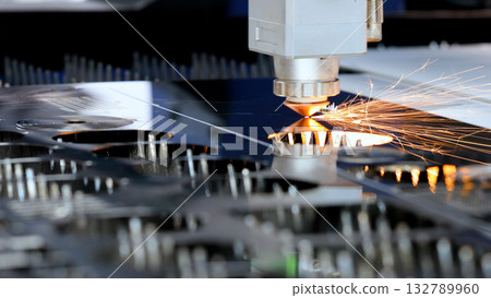 Cnc milling machine. Modern metalworking plant. Processing and laser cutting for metal in the industrial. Motion blur. Industrial exhibition of machine tools. Cnc milling machine. Modern metalworking plant. Processing and laser cutting for metal in the industrial. Motion blur. Industrial exhibition of machine tools. 132789960