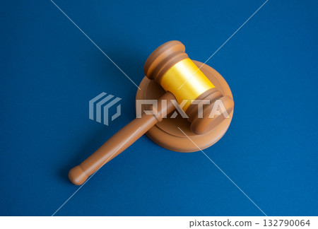 Judge's gavel on a blue background. Courts and democratic institutions. Justice and legislation. Legal reforms, political systems, democracy, court procedures, rule-of-law institutions. Judge's gavel on a blue background. Courts and democratic institutions. Justice and legislation. Legal reforms, political systems, democracy, court procedures, rule-of-law institutions. 132790064