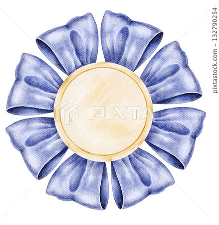 Watercolor illustration of a blue ribbon badge with blank beige center for text isolated on white. Decorative award element for greeting cards labels or prints. Perfect for commercial projects. Watercolor illustration of a blue ribbon badge with blank beige center for text isolated on white. Decorative award element for greeting cards labels or prints. Perfect for commercial projects. 132790254