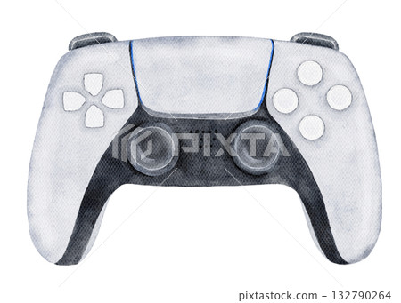 Watercolor joystick illustration in neutral tones. A great modern accessory for male-themed designs, posters, and game-related graphics 132790264