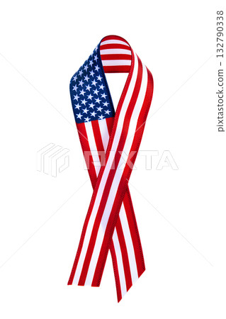 Patriotic american flag awareness ribbon, symbolizing support, remembrance, national pride for memorial day, fourth of july or veteran's day 132790338
